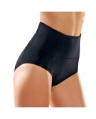 Zwart slipje met platte buik en actie