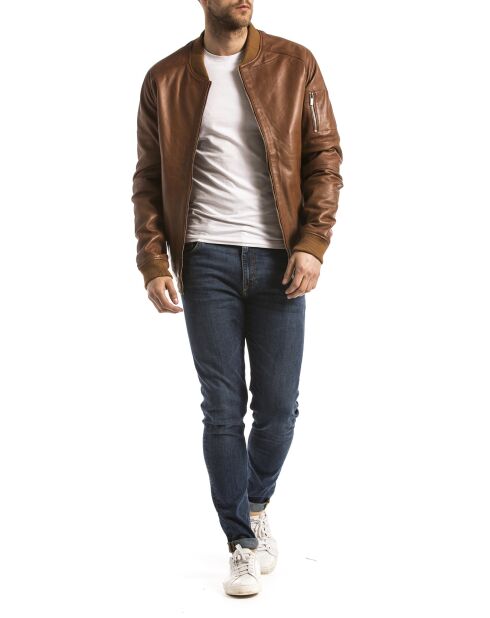 Veste en Cuir Atrato cognac