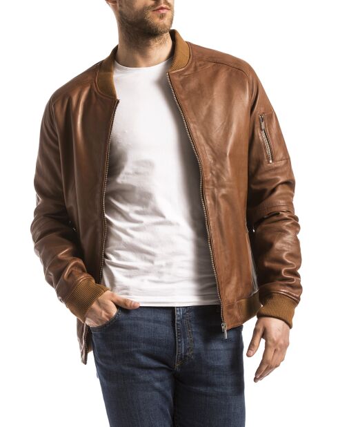 Veste en Cuir Atrato cognac