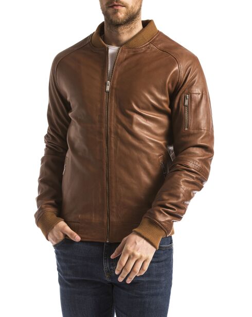 Veste en Cuir Atrato cognac