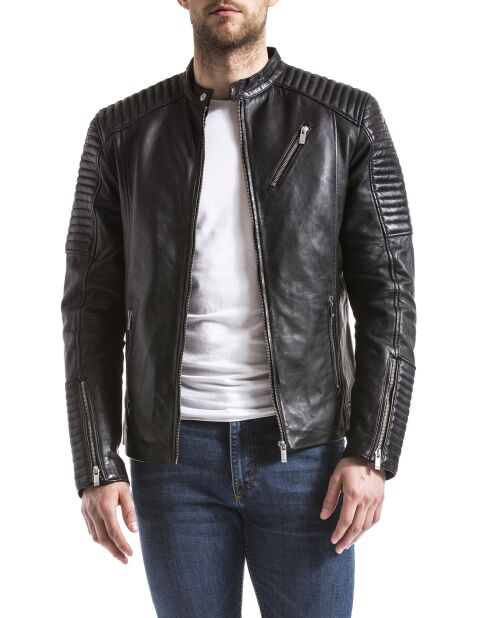 Veste en Cuir Atur noire