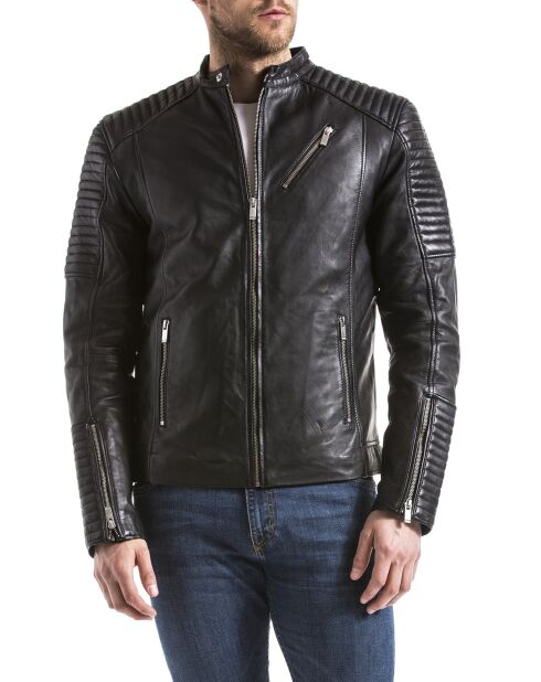 Veste en Cuir Atur noire