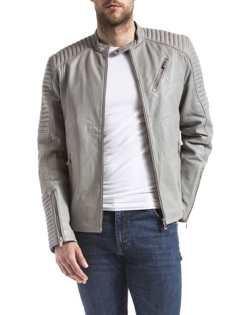 Veste en Cuir Atur gris clair