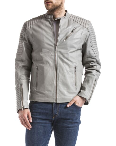 Veste en Cuir Atur gris clair