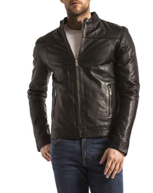 Veste en Cuir Bayon noire