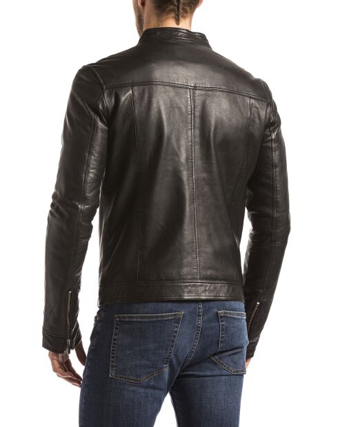 Veste en Cuir Bayon noire