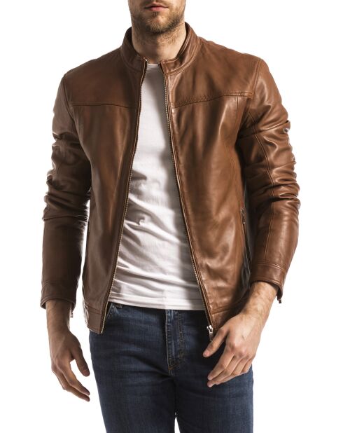 Veste en Cuir Bayon cognac