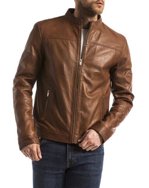 Veste en Cuir Bayon cognac