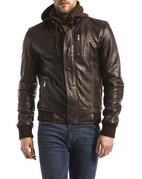 Veste en Cuir Brezon marron