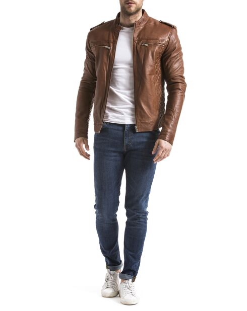 Veste en Cuir Brisbane cognac