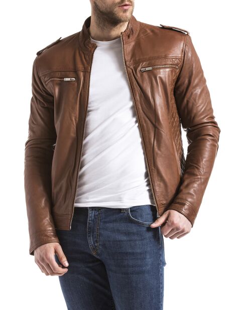 Veste en Cuir Brisbane cognac