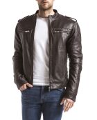 Veste en Cuir Brisbane marron