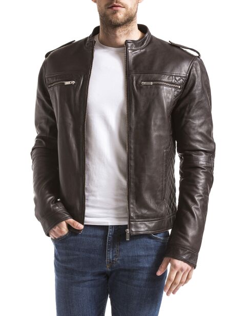 Veste en Cuir Brisbane marron