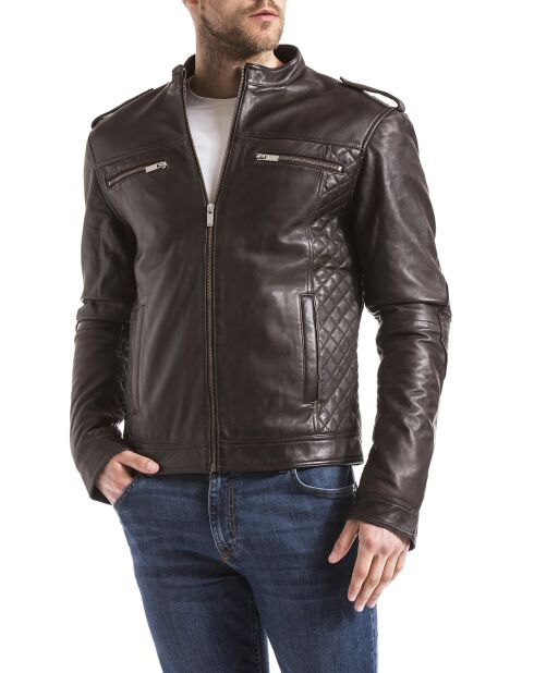 Veste en Cuir Brisbane marron