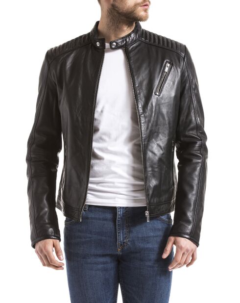 Veste en Cuir Ebro noire