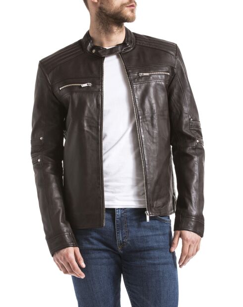 Veste en Cuir Idannus marron