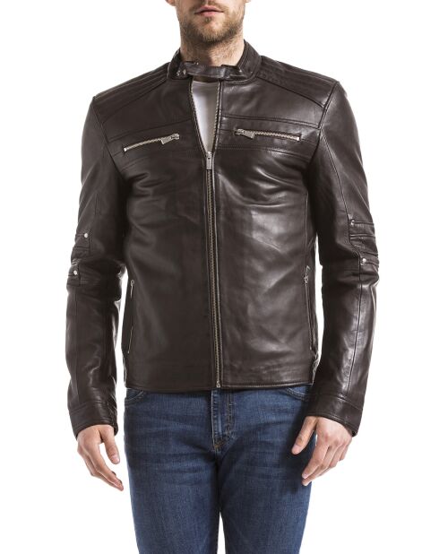 Veste en Cuir Idannus marron