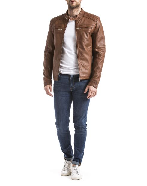 Veste en Cuir Idannus cognac