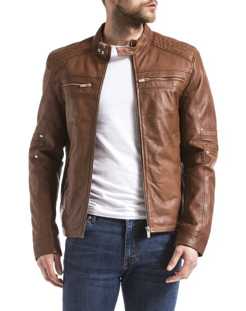 Veste en Cuir Idannus cognac