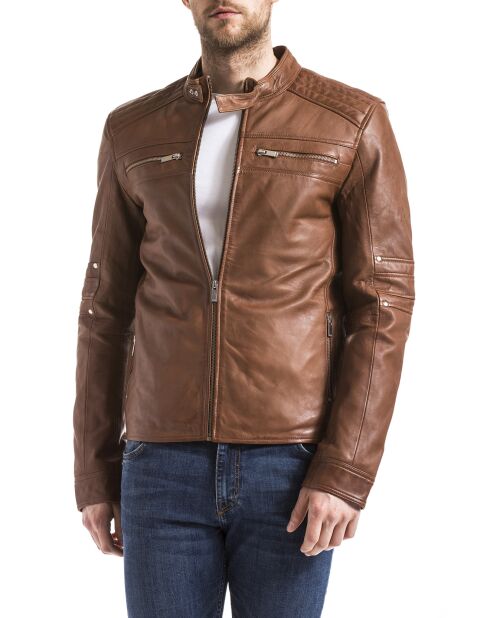 Veste en Cuir Idannus cognac