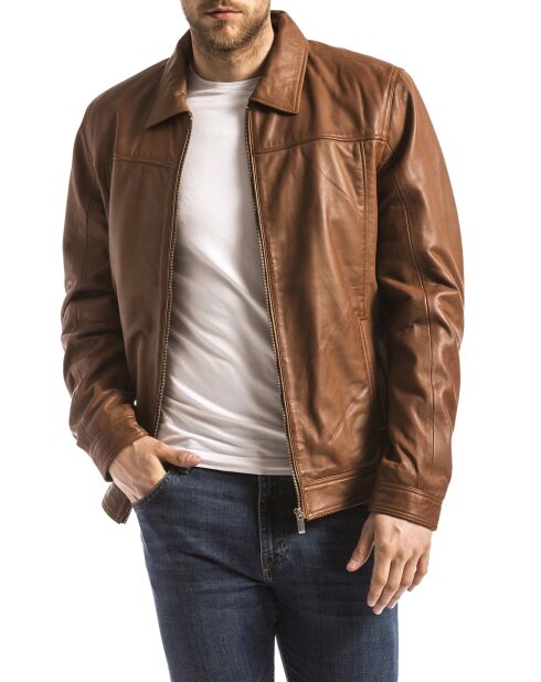 Veste en Cuir Koluton cognac