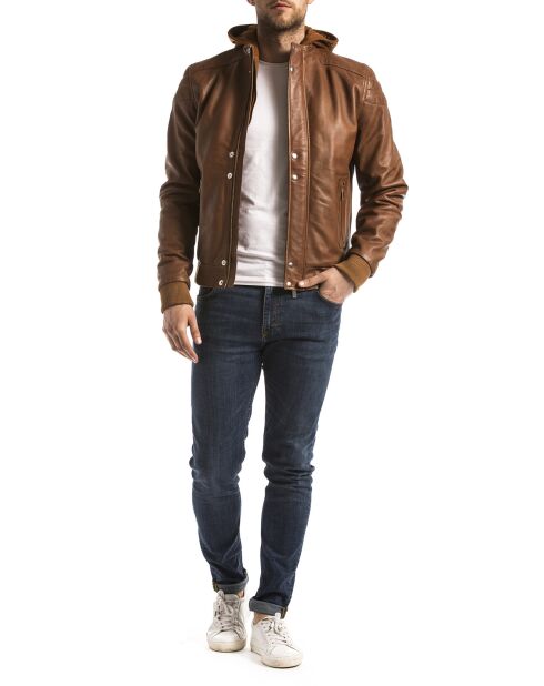 Veste en Cuir Maros cognac