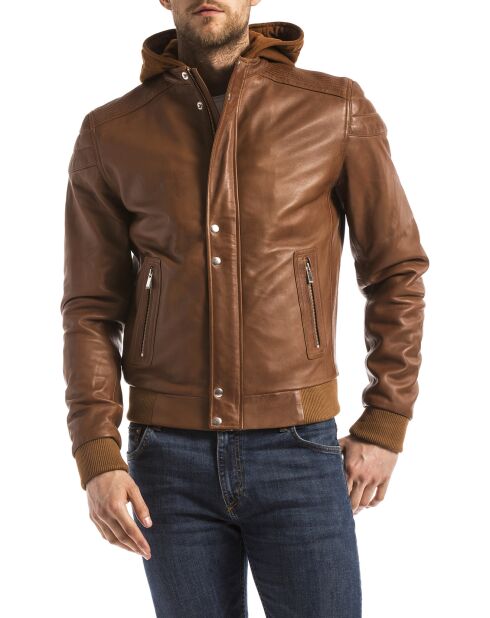 Veste en Cuir Maros cognac