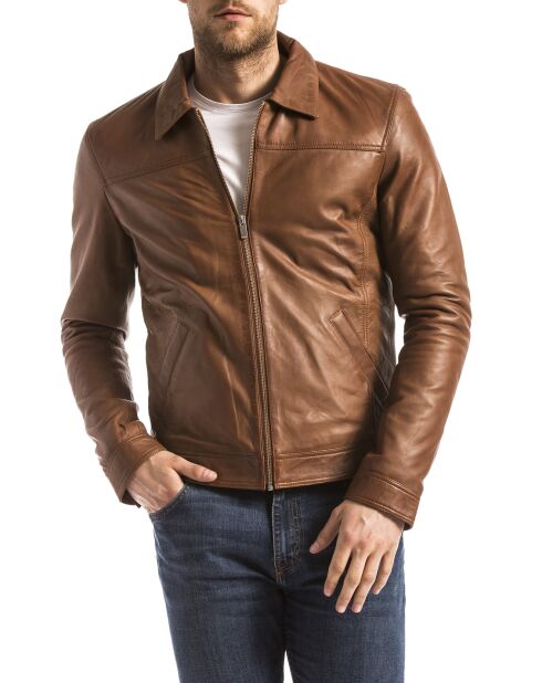 Veste en Cuir Mekong cognac