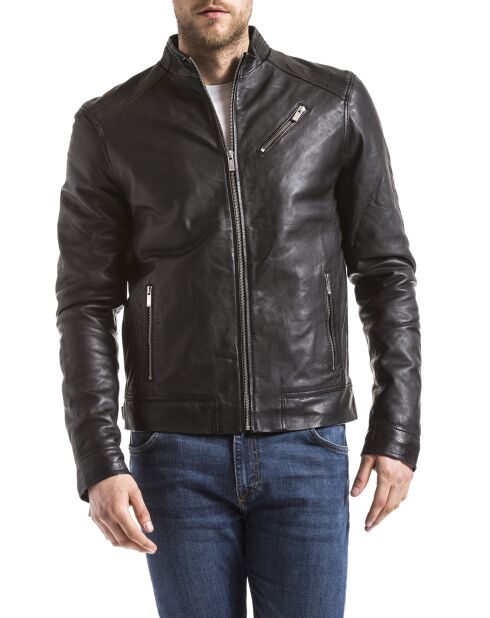 Veste en Cuir Mino noire