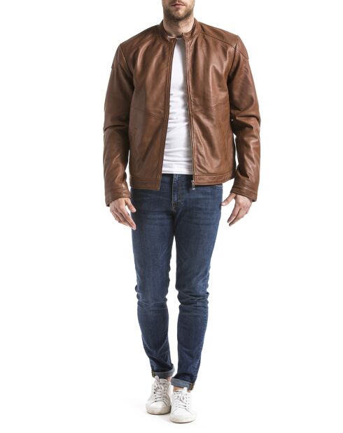 Veste en Cuir Tchar cognac