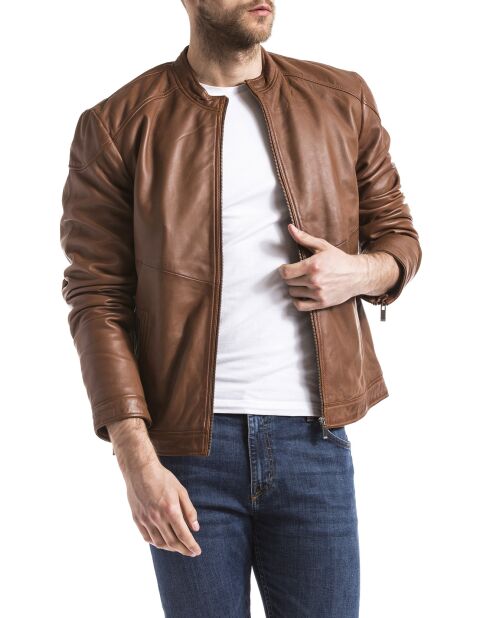 Veste en Cuir Tchar cognac