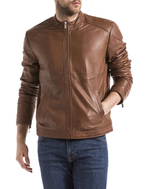 Veste en Cuir Tchar cognac