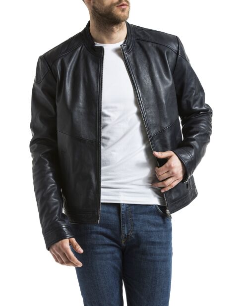 Veste en Cuir Tchar marine