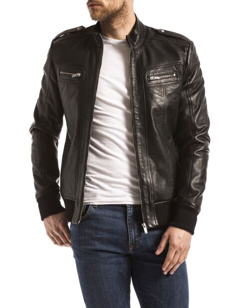 Veste en Cuir Tobol noire