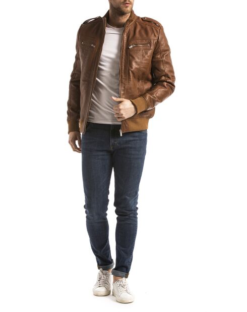 Veste en Cuir Tobol cognac