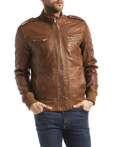 Veste en Cuir Tobol cognac