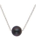 Aude Halskette schwarze Perle 8-9 mm Silber