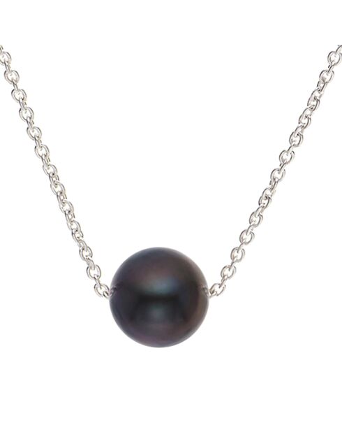 Aude Halskette schwarze Perle 8-9 mm Silber