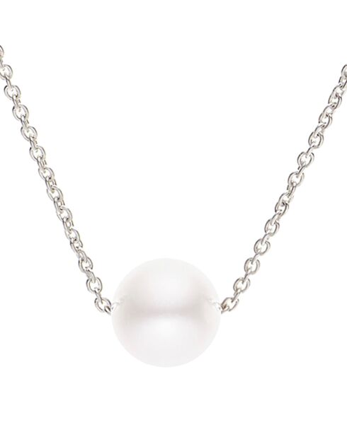 Aude Halskette weiße Perle 8-9 mm Silber