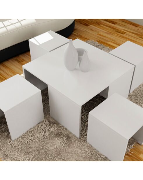 Tables basses encastrables Orcanta blanches - 60x36x60 cm