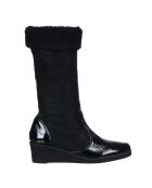 Bottes fourrées en Velours de Cuir Carlin noires - Talon 5 cm