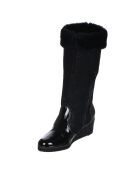 Bottes fourrées en Velours de Cuir Carlin noires - Talon 5 cm