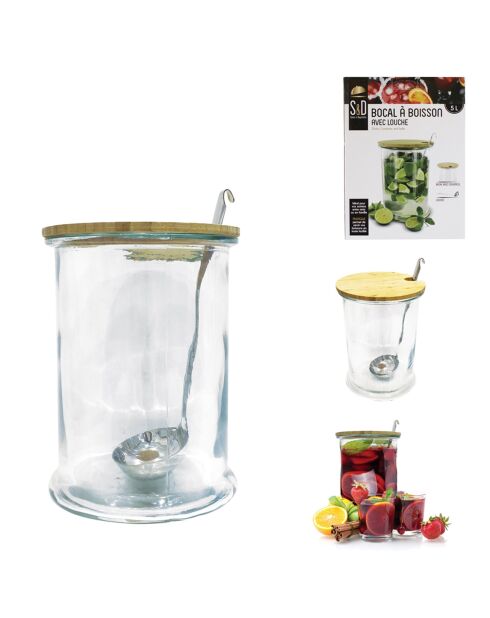 Récipient et louche transparent - 5 L