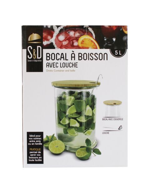 Récipient et louche transparent - 5 L