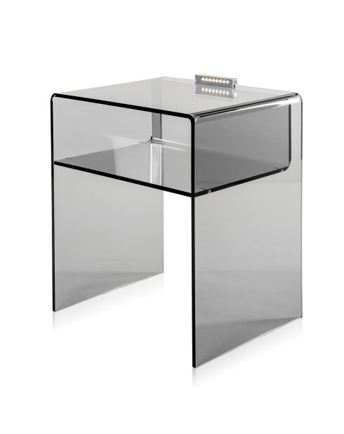 Table basse/chevet LED Lyn gris transparent - 40x33x49 cm