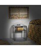 Table basse/chevet LED Lyn gris transparent - 40x33x49 cm