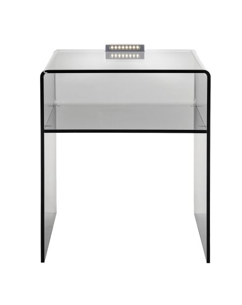 Table basse/chevet LED Lyn gris transparent - 40x33x49 cm