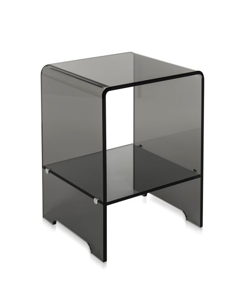 Mesita de café/mesita de noche Atina transparente ahumada - 32x29x45 cm