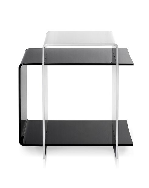 Table basse/chevet 70's blanc/noir - 45x33x47 cm