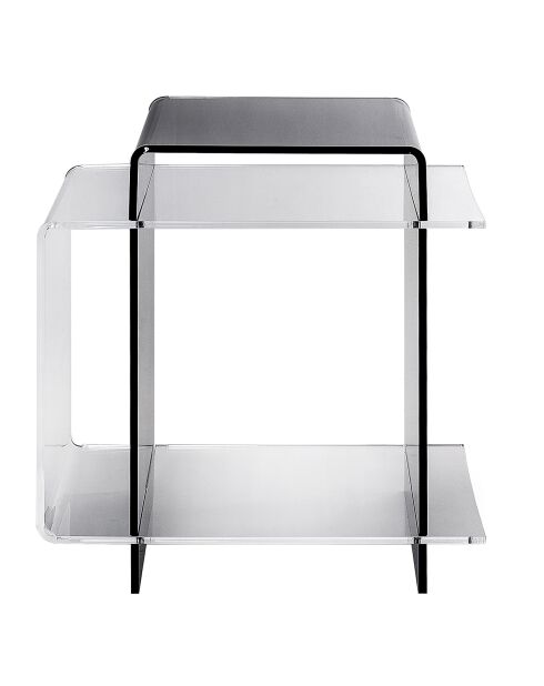 Table basse/chevet 70's fumé transparent - 45x33x47 cm